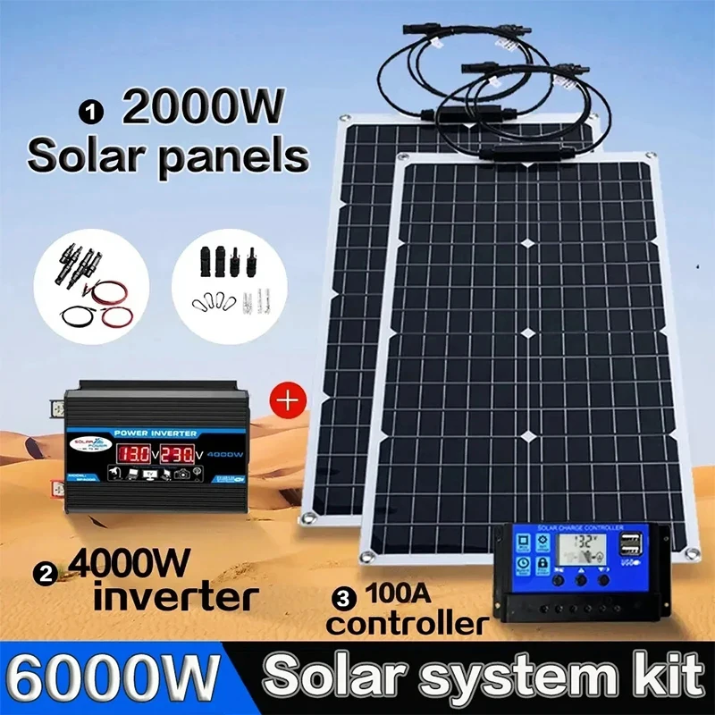 Grid Tie Inverter Limiter 2000W - 2000W 올인원 태양광 키트 | 4000-6000W
