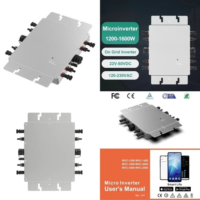 Micro Inverter 1400W Solar Grid Tie - 스마트 앱 WiFi 모니터링 마이크로인버터 1600W