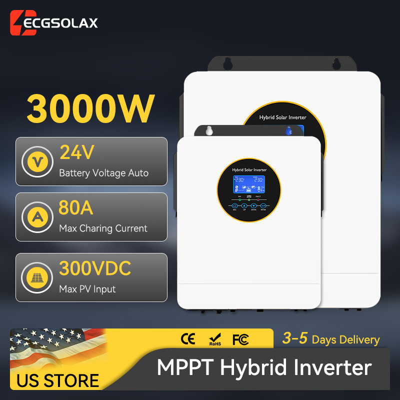 Inverter Pure Sine Wave 60Hz 120V 3000W - ECGSOLAX 3000W 오프그리드 하이브리드 태양광 인버터