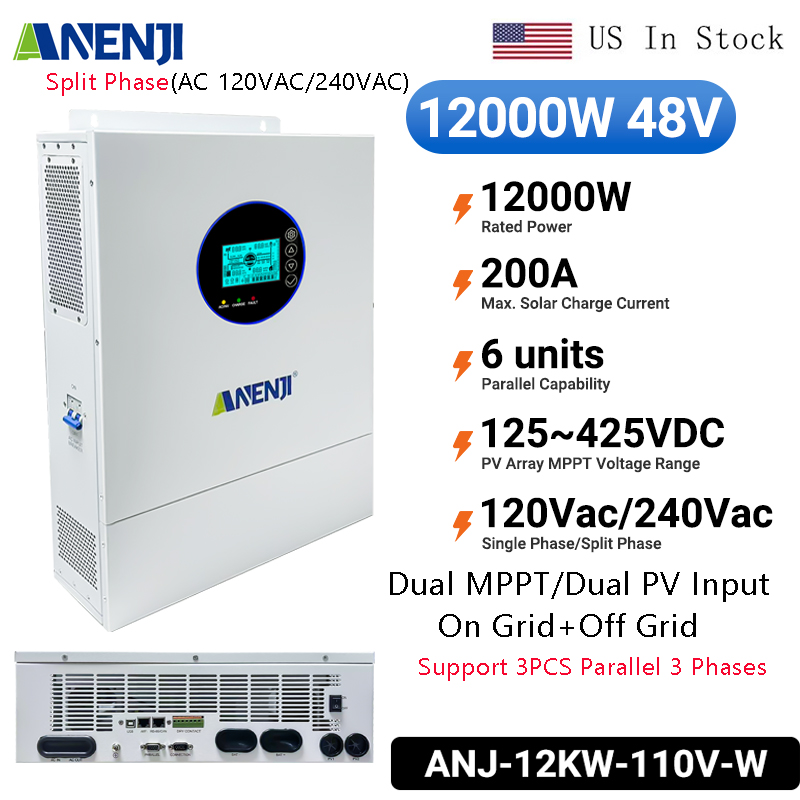 Off Grid Solar Inverter 48V 6000W - ANENJI 분리형 단상 12KW 48V 하이브리드