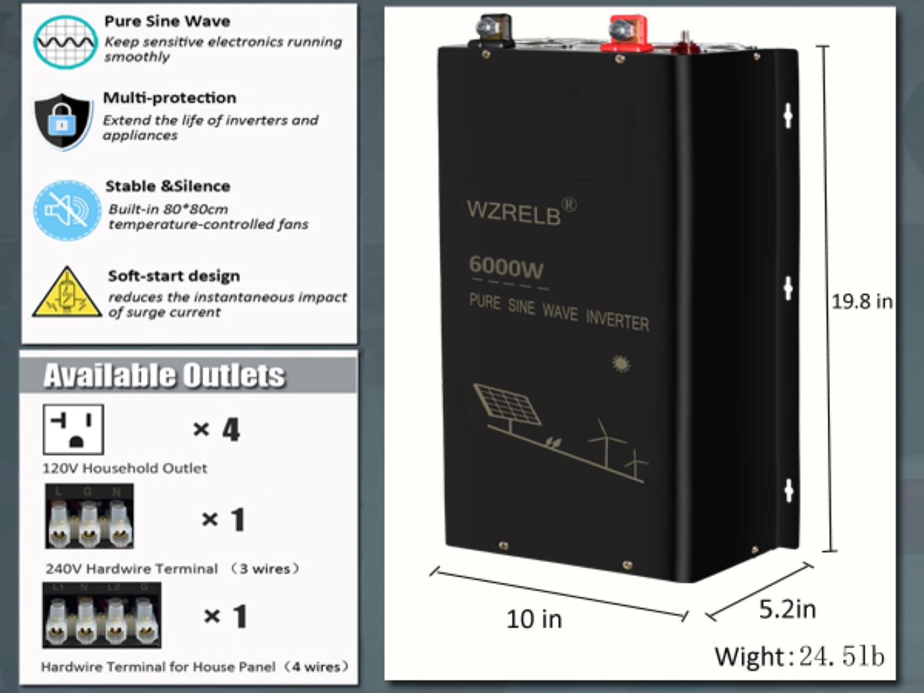 Off Grid Solar Inverter 48V 6000W - 6000W 오프그리드 분리형 순수 정현파 인버터