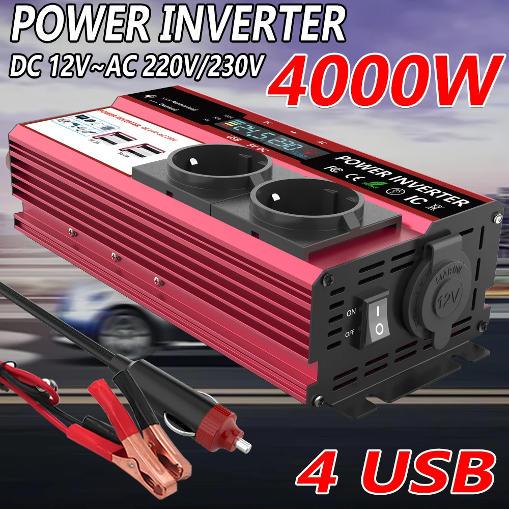 Power Inverter 12V 220V 4000W Continuous - 12V에서 220V로 변환하는 4000W 피크 전력