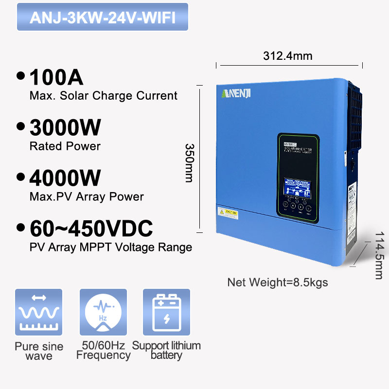 Inverter Pure Sine Wave 60Hz 120V 3000W - 24V 3000W 120V 오프그리드 태양광 인버터