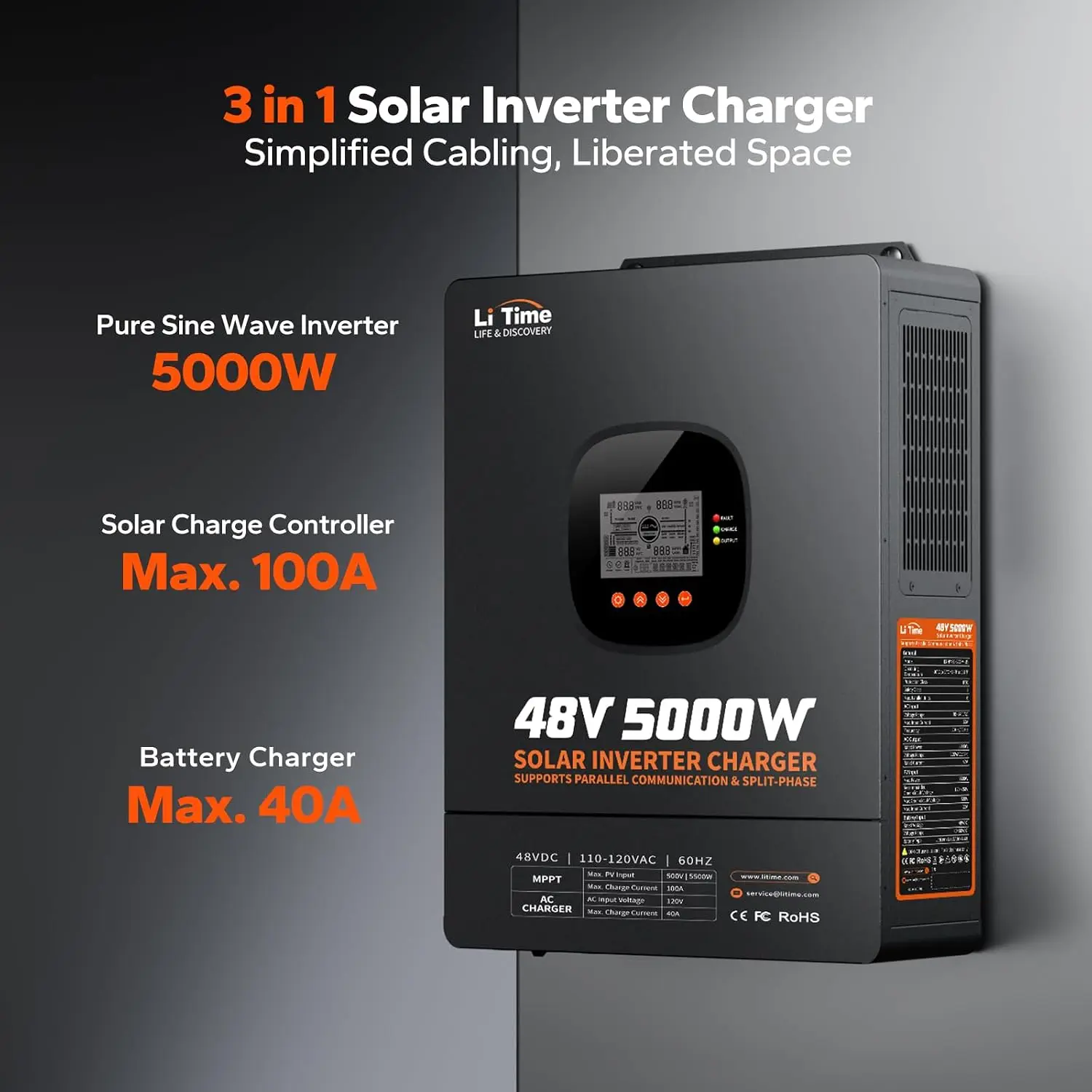 LiTime 5000W 순수 사인파 인버터, 48V D - Parallel Solar Inverter 48V 5000W Mppt 리뷰 및 가격