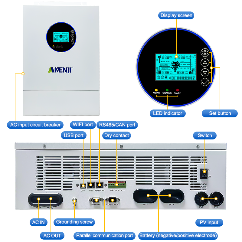 ANENJI 분리형 단상 12KW 48V 하이브리드 태 - Off Grid Solar Inverter 48V 6000W 리뷰 및 가격