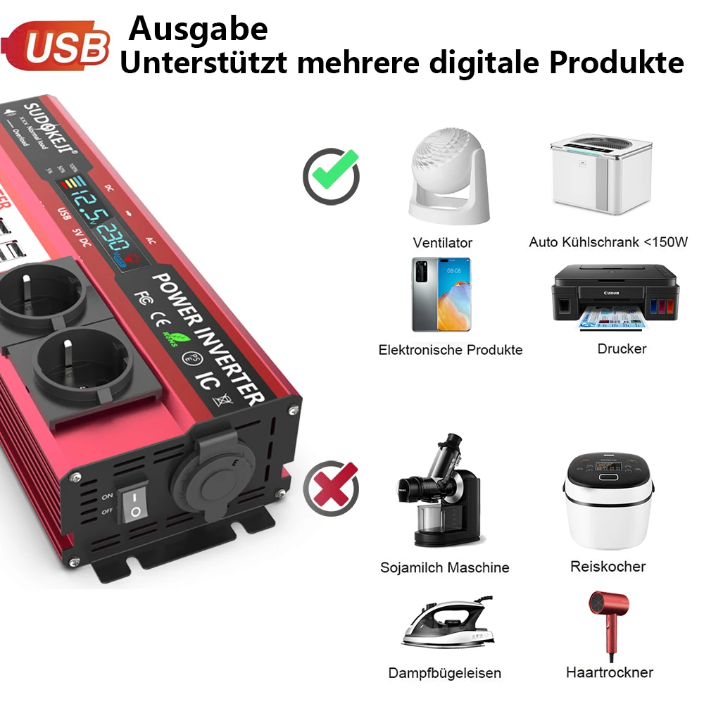 12V에서 220V로 변환하는 4000W 피크 전력 인 - Power Inverter 12V 220V 4000W Continuous 리뷰 및 가격