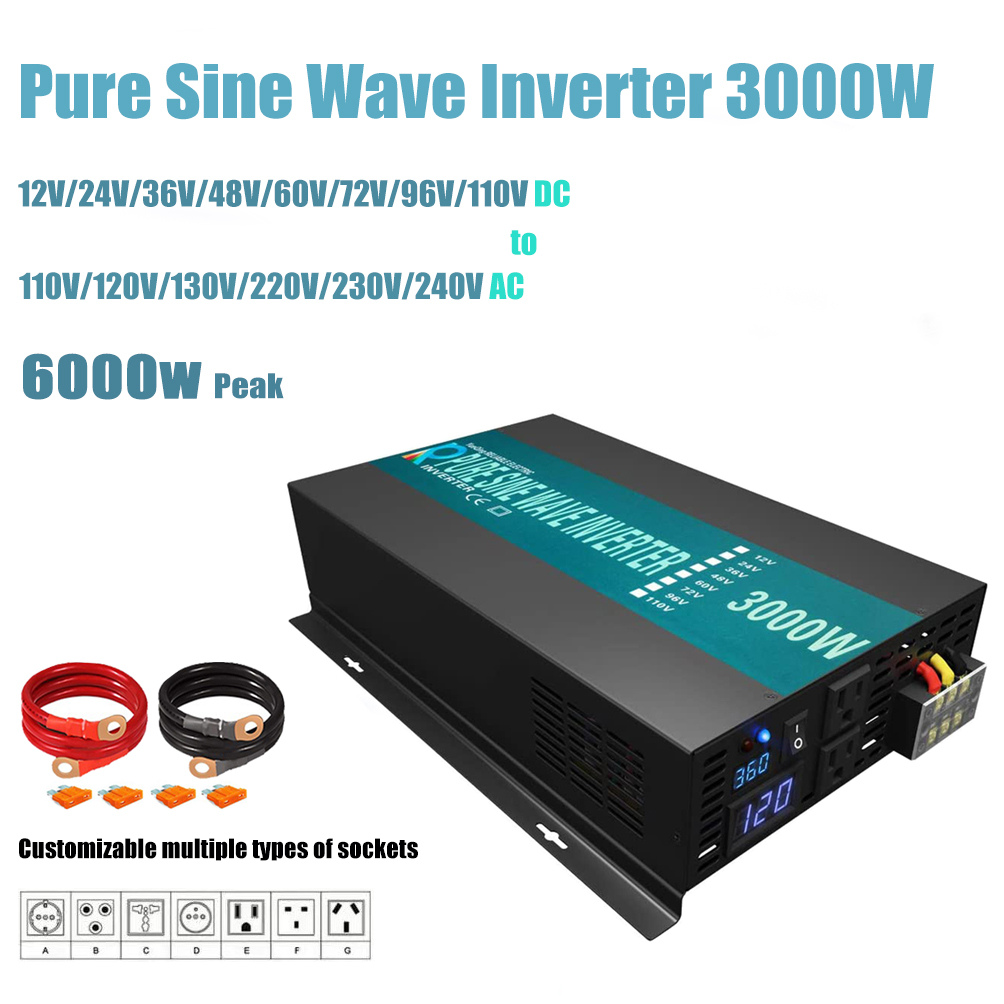 신뢰할 수 있는 순수 사인파 인버터, 태양광 패널 보조 - Inverter Pure Sine Wave 60Hz 120V 3000W 리뷰 및 가격